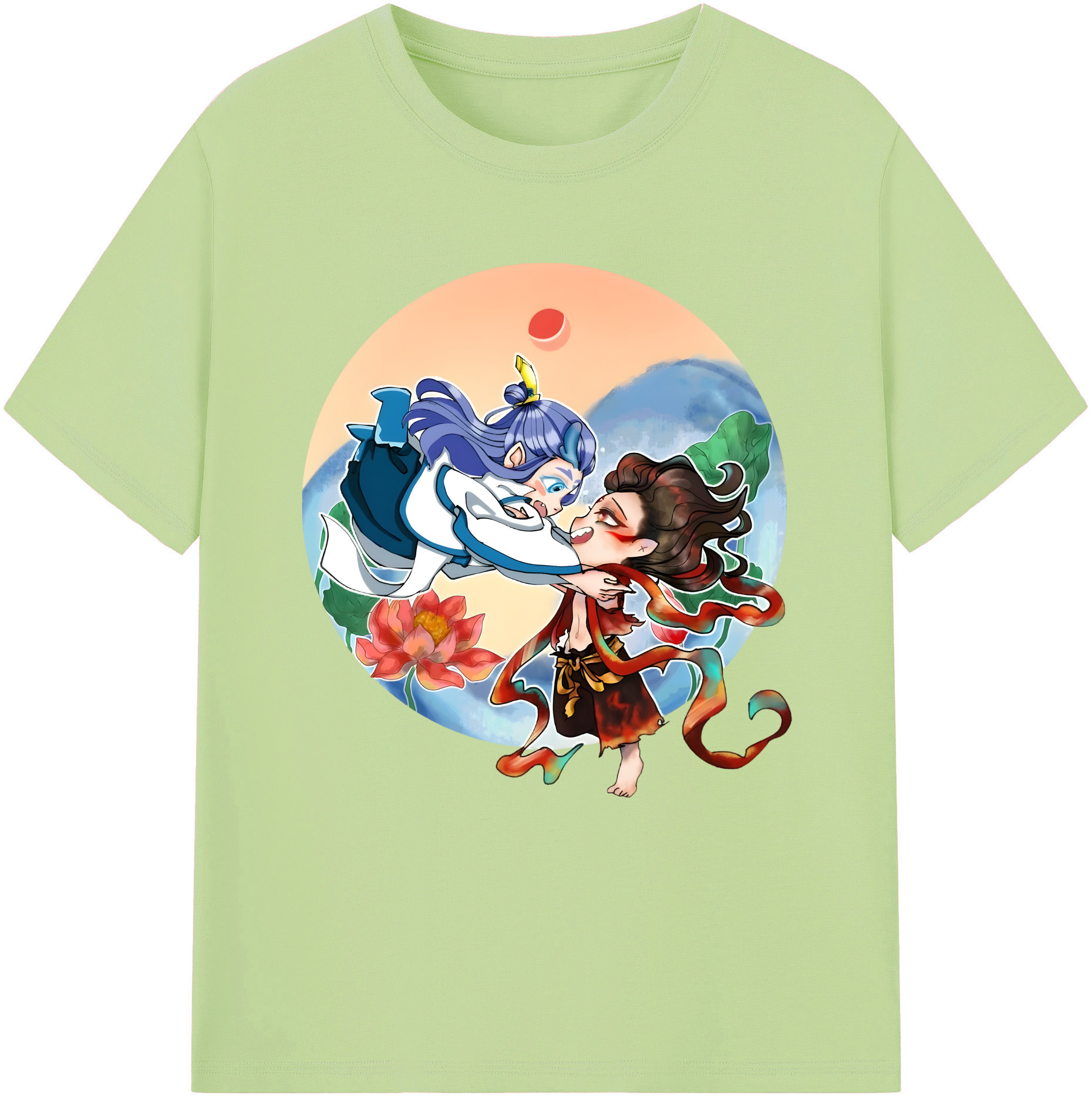 （画像用） Ne Zha 2 ナタ 魔童の大暴れ 綿100％半袖Tシャツ（フロントプリント）